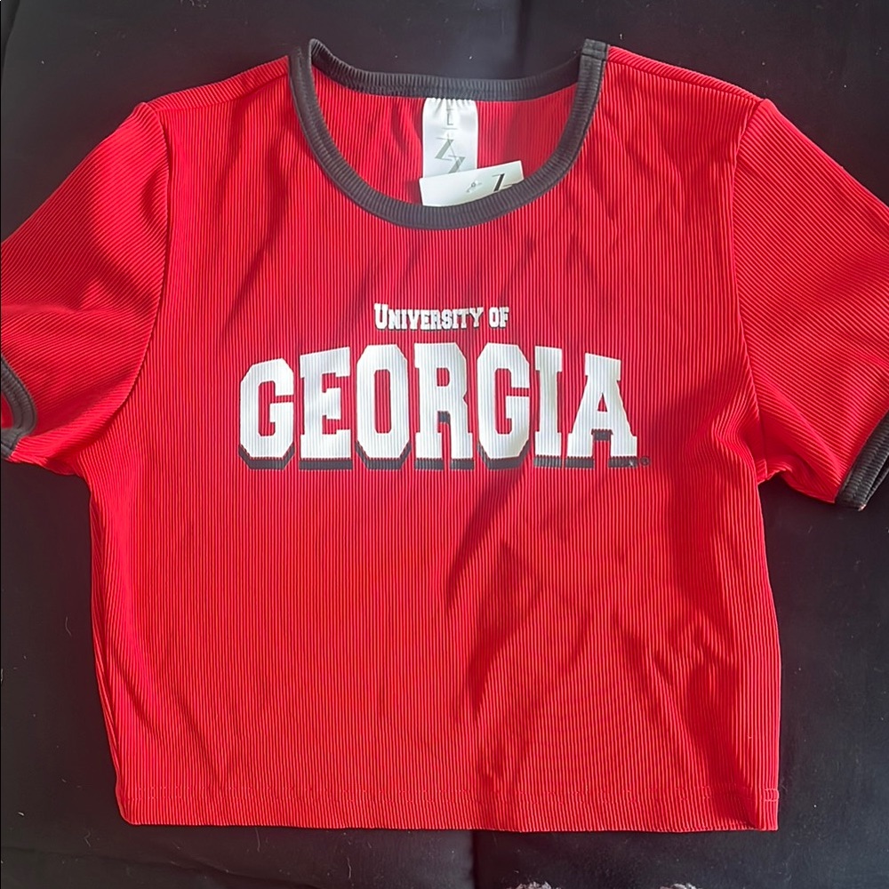 Red University of Georgia Crop Top, L, new